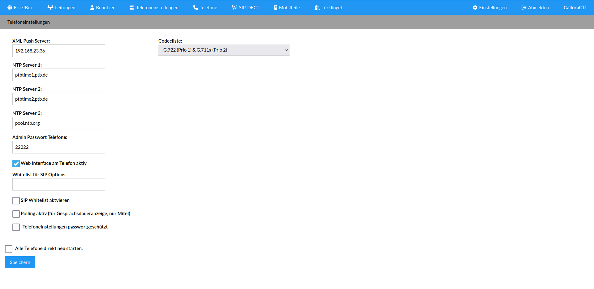 Screenshot Admin Webinterface