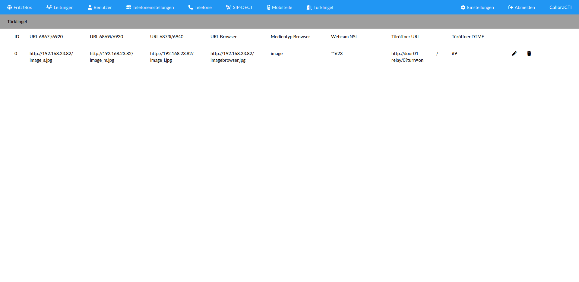 Screenshot Admin Webinterface