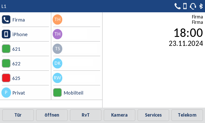 Screenshot Telefondisplay Mitel 6940