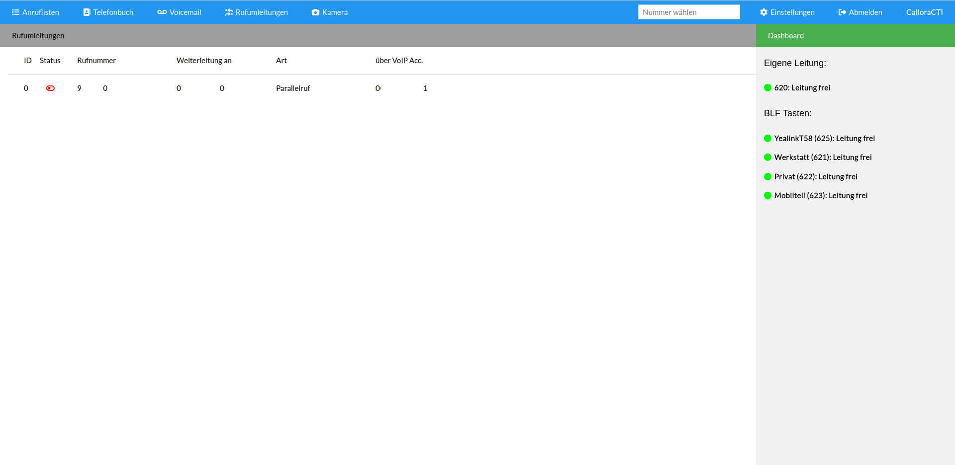 Screenshot User Webinterface