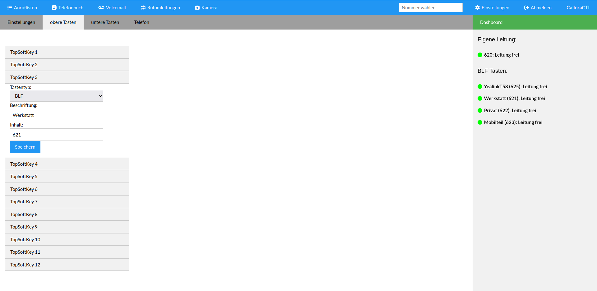 Screenshot User Webinterface